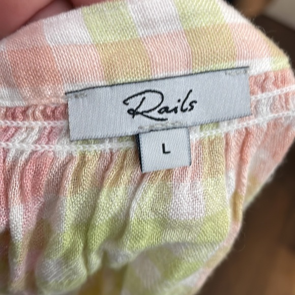 Rails Gingham Alena Button Down Blouse in Lemon Raspberry Plaid - Picture 4 of 7